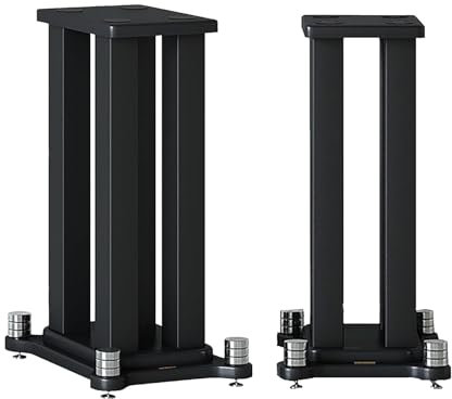 Soportes para altavoces pequeños para sonido envolvente, Soportes de suelo universales para cine en casa y sistemas de sonido envolvente 3D. Par de soportes para altavoces,Negro,11.8x13.8x27.5