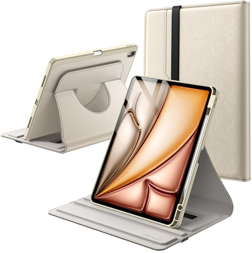 JETech Coque Rotatif pour iPad Air 13 Pouces M4/M3/M2 (2026/2025/2024) avec Porte-Stylet, Rotation à 360 Degrés en Cuir PU Folio Housse de Protection (Lumière Stellaire)