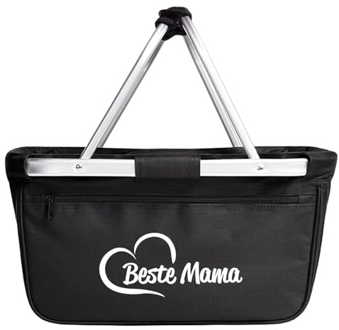 Huuraa Einkaufskorb Beste Mama Herz 20 Liter Black faltbarer Tragekorb Geschenkidee