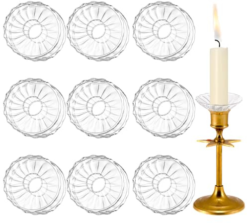 AKOLAFE 18 Pcs Glass Candle Drip Catcher Clear Bobeches for Candlestick Holders Candle Wax Drip Protectors for Candles Sticks Glass Candlestick Holders for Table Decor Wedding Christmas