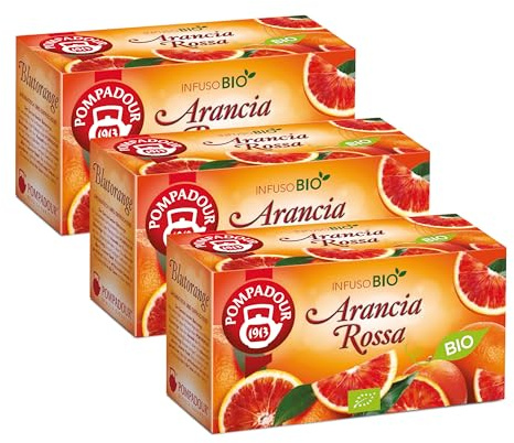 Pompadour, Infuso Arancia Rossa BIO, 54 Filtri (3 Confezioni da 18 Filtri), Frutatto e Dissetante, Senza Lattosio, Glutine e Allergeni