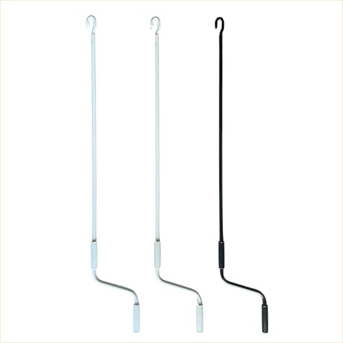 Framig® Asta di Manovra Universale per Tenda da Sole di Lunghezza 120-180-220 cm e Colore Bianco, Avorio, Nero con Gancio in Acciaio. (2 - Avorio, 180 cm)