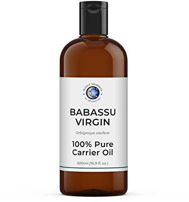 Mystic Moments | Babassu Jungfru bärarolja 1 liter – ren och naturlig olja perfekt för hår, ansikte, naglar, aromaterapi, massage och oljeutspädning vegansk GMO-fri