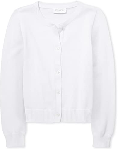 The Children's Place girls School Uniform Cardigan Sweater, White, Medium US