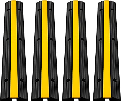VEVOR Rampe de Protection Câble Exterieur 4 pcs 18,000 lbs Rampe de Cache-Câble 1 Canal Passe Câble Pieton Sol Protection pour Câbles au Sol Goulotte Couvre Câble Parking Entrepôt Concert Hôtel Scène
