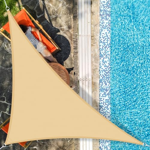 AXT SHADE Toldo Vela de Sombra Impermeable Triangular 3x3x4,25m Protección Rayos UV para Exterior Terraza Patio Jardín-Arena
