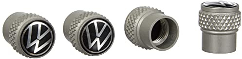 Volkswagen 000071215E Ventilkappen mit VW-Logo für Aluminiumventile, Silber, Universell
