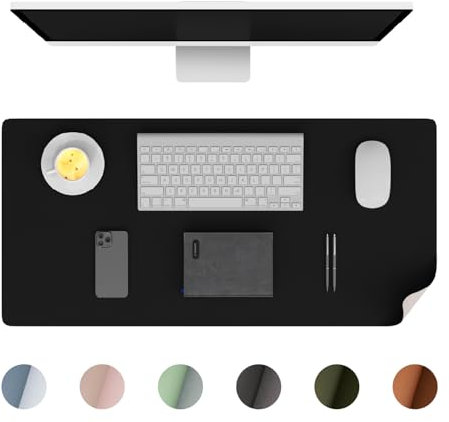 Phoraego Schreibtischunterlage, Büroteppich aus PU-Leder, großes Mauspad, rutschfest, Schreibtischunterlage wasserdicht, für Büro und Zuhause (schwarz, 60 x 35 cm)