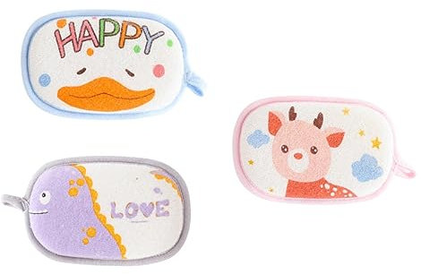Healeved 3pcs Cartoon Boys and Girls Bath Scrubbing Sponge Exfoliating Bath Scrubbers for Boy Girl Body Scrubbing Sponge