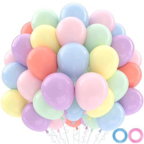 QIFU Pastel Balloons 50pcs - Macaron Multicoloured Thicken Latex Balloons Assorted Pastel Rainbow Party Balloon for Kids Birthday Party Decoration Balloon Boy Girl Baby Shower Supplies Wedding(12inch)