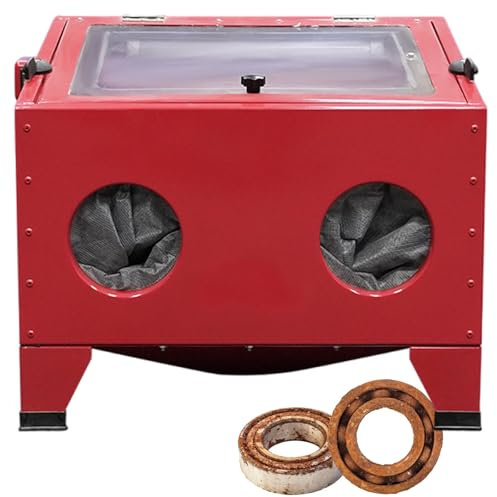 vnmudzeo Small Box Type Sandblasting Machine 90 L,6-25 cfm Air Consumption,LED Professional Bench Top Sand Blasting Cabinet,for Rust Removal,Stain,Paint