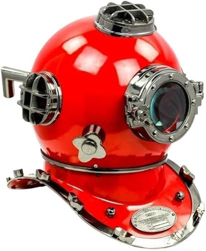 US Navy Taucherhelm, maritimes Schiff, dekorativ, Rot, Kobaltblau, Größe M, 45,7 cm