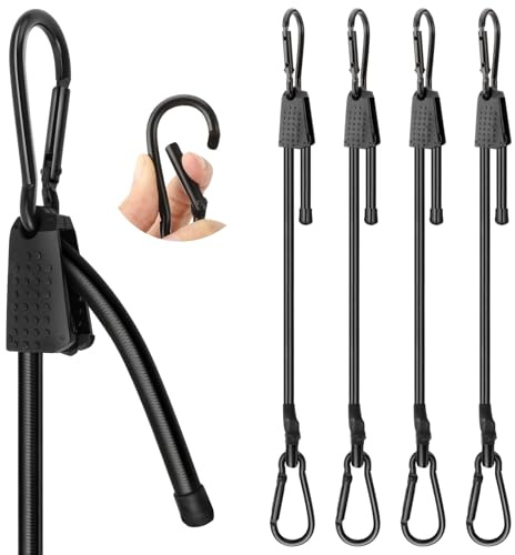 4Stück Expander mit Haken 150cm Expander mit Karabiner Frei Verstellbare Gepäckspanner schwarz Länge Elastischer Spanngurt Einstellbar Elastische Vielzweck Gepäckspanner für Möbeln Sackkarren Motorrad