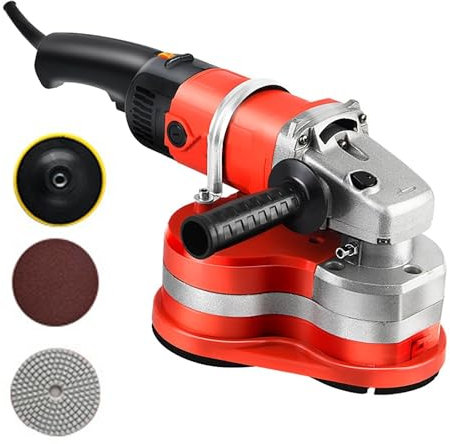 Pulidora de hormigón Amoladora angular con cable, hormigón, suelos de 3000 W, de paredes con 6 velocidades ajustables, paredes con 3 discos de pulido diferentes, para lijar pulir