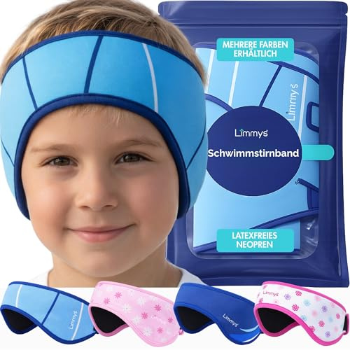 Limmys Schwimmstirnband für Kinder & Erwachsene – Ärztlich inspirierten Ohrenschutz beim Schwimmen, elastisches Neopren-Stirnband, latexfrei & kindersicher, rutschfest, hält Ohrstöpsel sicher