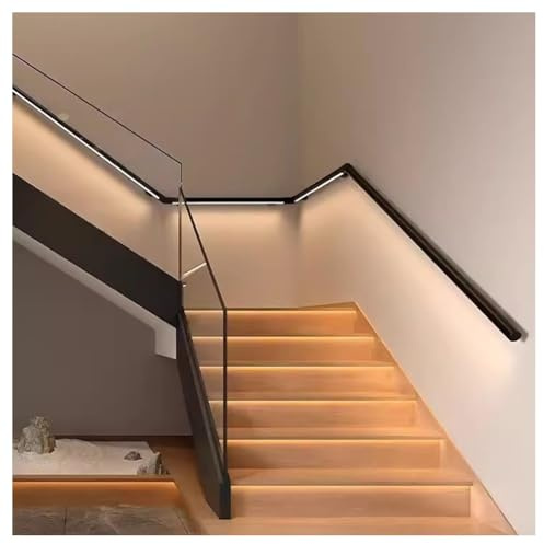 Rampe d'escalier à DEL avec capteur de corps, main courante lumineuse en alliage d'aluminium pour escaliers intérieurs et extérieurs, améliore la sécurité et la décoration