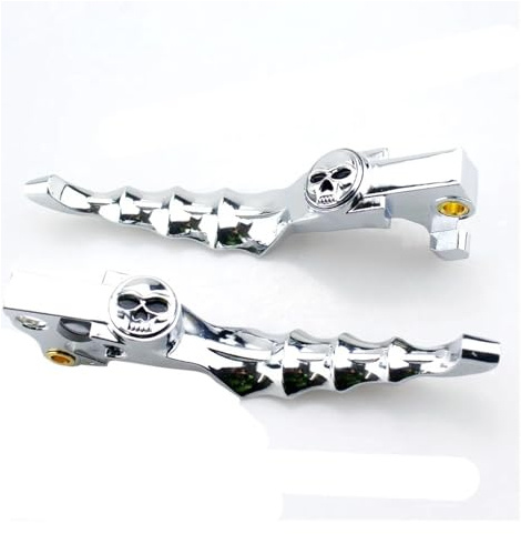 Leve freno frizione moto Leva freno e frizione a forma di teschio per motocicletta, 2 pezzi, per Harley per Sportster 883 1200 2000-2022(Chrome)