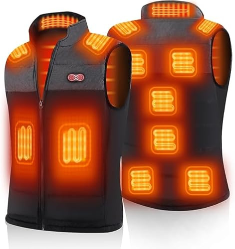 vapesoon Electric Heated Vest with 11Heating Zones 3 Adjustable Temperature,USB Rechargeable Winter Thermal Vest Warm for Camping Riding Hiking (Battery Pack Not Included)