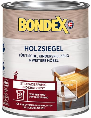 Bondex Holzsiegel Farblos / Glänzend 0,75 L für 15 m² | Strapazierfähig und kratzfest | Wasser- und fettbeständig | Basis natürliche Rohstoffe | Holzsiegel | Holzversiegelung