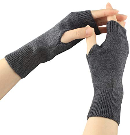 Larcele Kaschmir Damenwärmer Fingerlose Handschuhe BZST-02 MEHRWEG (Dunkel Grau)