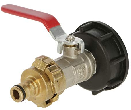 Kerbl Anschlusshahn für IBC-Container (mit Kunststoffadapter S60x6 für IBC-Container, mit PTFE-Gewebedichtband, mit 3/4 Schnellkupplung, Wasserhahn) 221984