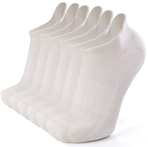 Busy Socks Winter Real Wool Socks Women, Ladies Autumn Fashion Ankle Merino Wool Sport Socks for Cycling Running Tennis Golf, White, Medium, 6 Pairs
