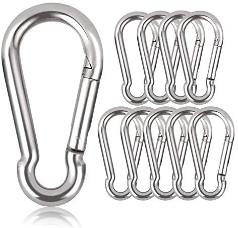 Mosquetón de aleación de Acero,50 mm x φ5 mm,soporta hasta 120 kg,Ganchos de Escalada galvanizados (10 Piezas)