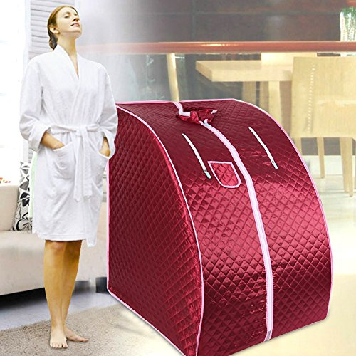 Sauna - Sauna pieghevole per cabina di sauna, vapore, sauna casa, portatile, 1,8 l, può essere utilizzato con oli essenziali, tempo e temperatura regolabili, 1000 W, 220 V (rosso)