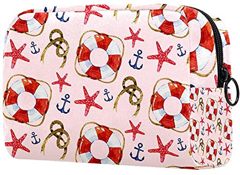 Starfish Rope Lifebuoy Travel Makeup Bag Large Cosmetic Bag Makeup Case Organizer Zipper Pouch for Women Girls