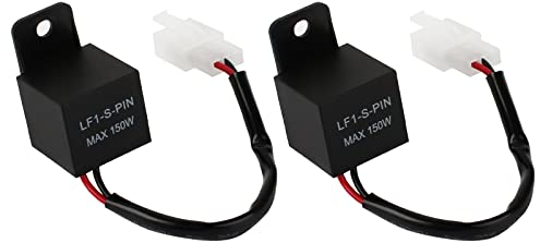 Boisbresil 2pcs 2Pin Flasher Relay 12V Auto Motorcycle Indicators LED Turn Indicator Light Flasher Relay Motorcycle LED Indicators Turn Signal Light (Black)