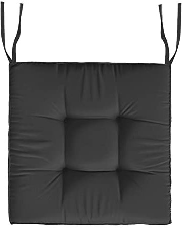 Yadlan Sitzkissen Outdoor Wasserfest, Stuhlkissen 45x45 mit BäNdern, Sitzauflagen GartenmöBel SonnenbestäNdig, Quadrat Schmutzabweisend Stuhlauflagen Outdoor Gepolstert für Sommer Schwarz
