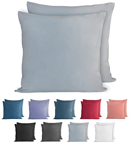 Komfortec 100% cotton cushion covers, set of 2, 80 x 80 cm, super soft premium jersey pillowcase, 150 g/m², cushion cover, grey