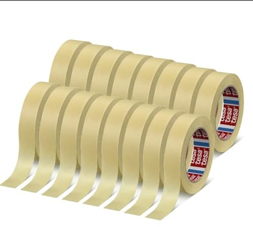 Tesa 4323 - Cinta de papel para enmascarar, pintura,papel engomada profesional - Auto- Hogar - Bricolaje - Cinta de taller de carrocería (19 mm - 16 rollos)