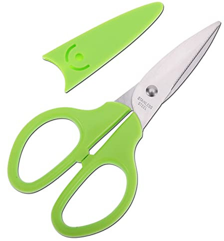 YOUGUOM 6in Multipurpose Scissors, Stainless Steel Sharp Basic Shears for School Office Home Kitchen Household Craft Supplies w/Protective Cover, Comfort Grip Green