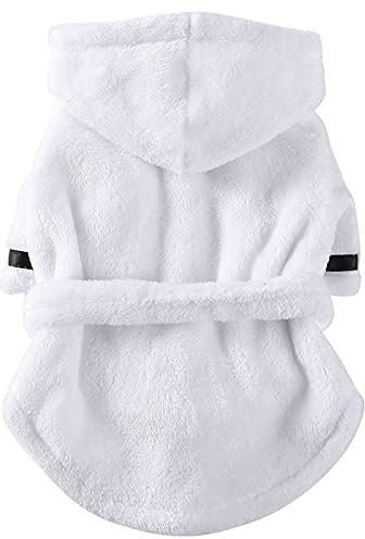 Solid Color Dog Bathrobe Pet Pajamas Soft Dog Pajamas Pet Bath Drying Towel Clothes For Small And Medium Dogs Cats Pet Accessories,White,XL