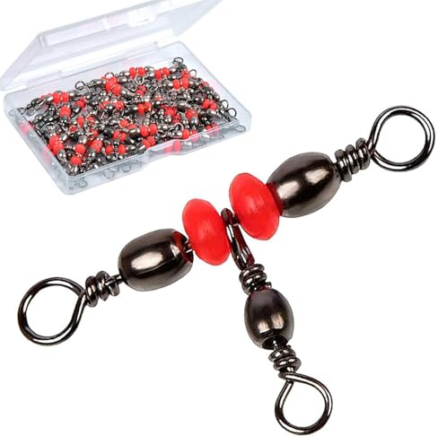 JSHANMEI 3 Way Swivels Fishing Tackle, 40pcs Brass Barrel Triple Swivel Crossline T-Turn Fishing Swivels Lure Line Connectors Tangle Free Fishing Gear Equipment, Test 29-62LB (Size 10 * 12)