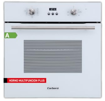 Corberó - Horno Multifunción | CCHMD803W | 70L | Display Digital | 8 Programas | Guías Extraíbles | Luz Interior | Puerta Doble Cristal | 3000W | Blanco