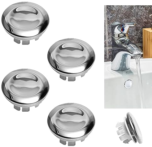 Hayaww 4 Pezzi Rotondo Inserto Lavello Tappo Di Scarico Nel Buco Tappo Per Troppo Pieno Bagno Foro Lavello Rotondo Tappi Cromati Per Bagno Tappo Lavandino Bagno Per Il Bagno Wc Lavello Della Cucina