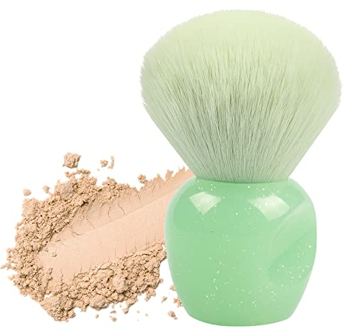 Pinceau de maquillage pour poudre, pinceau à blush, gros pinceaux maquillages pour le visage pour poudre libre ou pressée, brosse maquillage pelucheuses brosse à poussière pour ongles (vert) ﻿