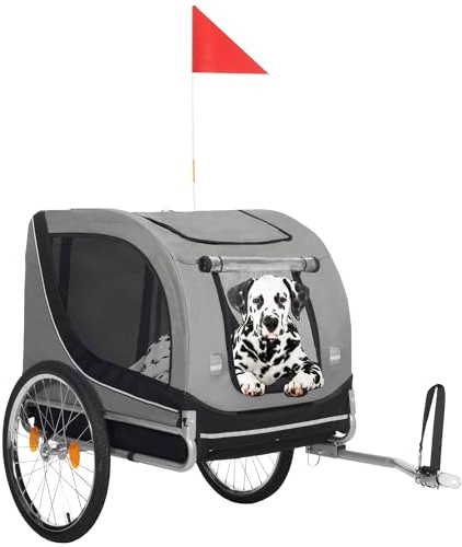 SPRINGOS Remorque de vélo pour chiens jusqu'à 40 kg avec drapeau
