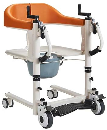 Transfer Lift Chair For Adults & Elderly, Homecare Mobility Aid With Potty, Bathroom Nursing Homes Shower Wheelchair With 180° Split Seat, Commode Toilet Chair For Disabled Pregnant Fracture Patients