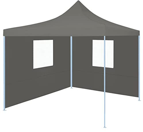 Gecheer Vikbart pop-up-partytält med 2 väggar 3 x 3 m kol, utomhusplysthus, solskydd, pergola-lusthus med duk, trädgårdspaviljong, festtält, grillpaviljong, A44965