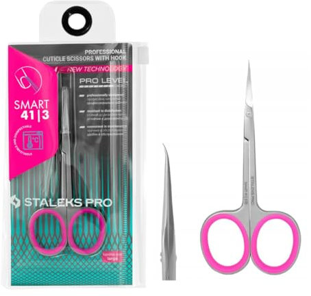 STALEKS Pro Ciseaux à cuticules professionnels 25 mm Anneaux ergonomiques en acier inoxydable Smart SS-41/3