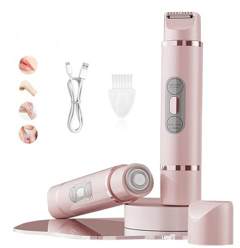 2025 New Shaver for Women, 2-in-1 Women's Body Shaver, Rechargeable Double Headed Hair Remover, IPX7 Waterproof Wet & Dry Hair Trimmer for Bikini Underarm Leg Arm Body Face (Pink)
