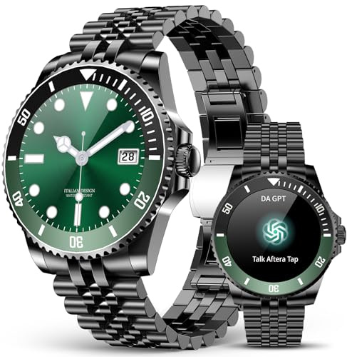 SOUYIE 2025 AI Smartwatch Herren mit Telefonfunktion, 1,19''AMOLED Android Smart Watch mit Herzfrequenz, SpO2, Schlafüberwachung, Wasserdicht Runde Uhr, 107 Sportmodi Fitnessuhr mit für Android iOS