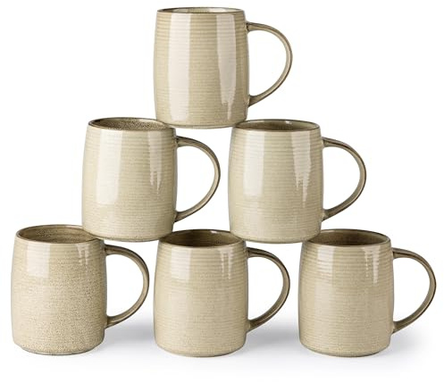 GBhome Großes Kaffeetassen-Set aus 6 Stück, 18oz (ca. 500ml) Handgefertigte Keramikbecher mit Verlaufsfarben – Ideal für Latte, Tee, Bier & Heiße Schokolade | Spülmaschinen- und Mikrowellengeeignet