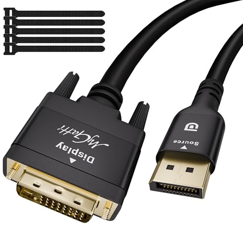 Mygatti DisplayPort auf DVI Kabel 2m, 4K@30Hz Unidirektional monitorkabel,DP Stecker zu DVI Stecker adapterkabel, für Computer, Laptop, Projektor, Monitor, PC, Desktop, HDTV, Mit 5 Kabelbinder