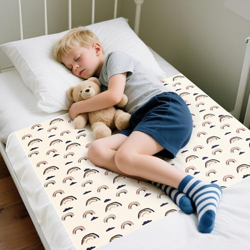 Aolso Cambiador de Bebé, 86 * 91cm Cambiador Bebe Portatil, Almohadillas para Cambiar Pañales Lavables para Niños, Lavable Plegable Almohadilla De Cuna para Bebé (Arcoíris)