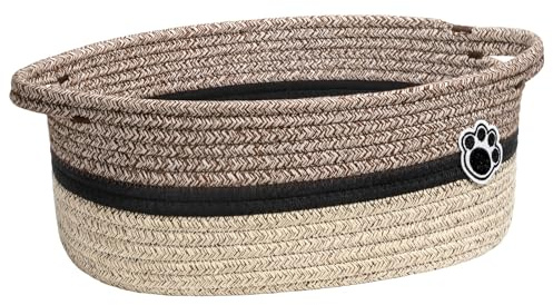 TIMEYARD Dog Toy Basket Small Woven Baby Storage for Nursery | 30x20x13cm Rope Basket for Toys, Towels and Baby Essentials. Decorative Storage for Nursery, Bedroom Living Room Organisation