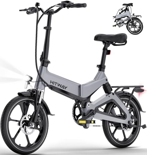 HITWAY Bicicleta Eléctrica E-Bike, 16 Pulgadas Bici Eléctrica Plegable con Batería 36V/7,8Ah, Motor 250W 25km/h, Autonomía de 35-70km, Urbana Ebike Pedelec para Adultos Unisex